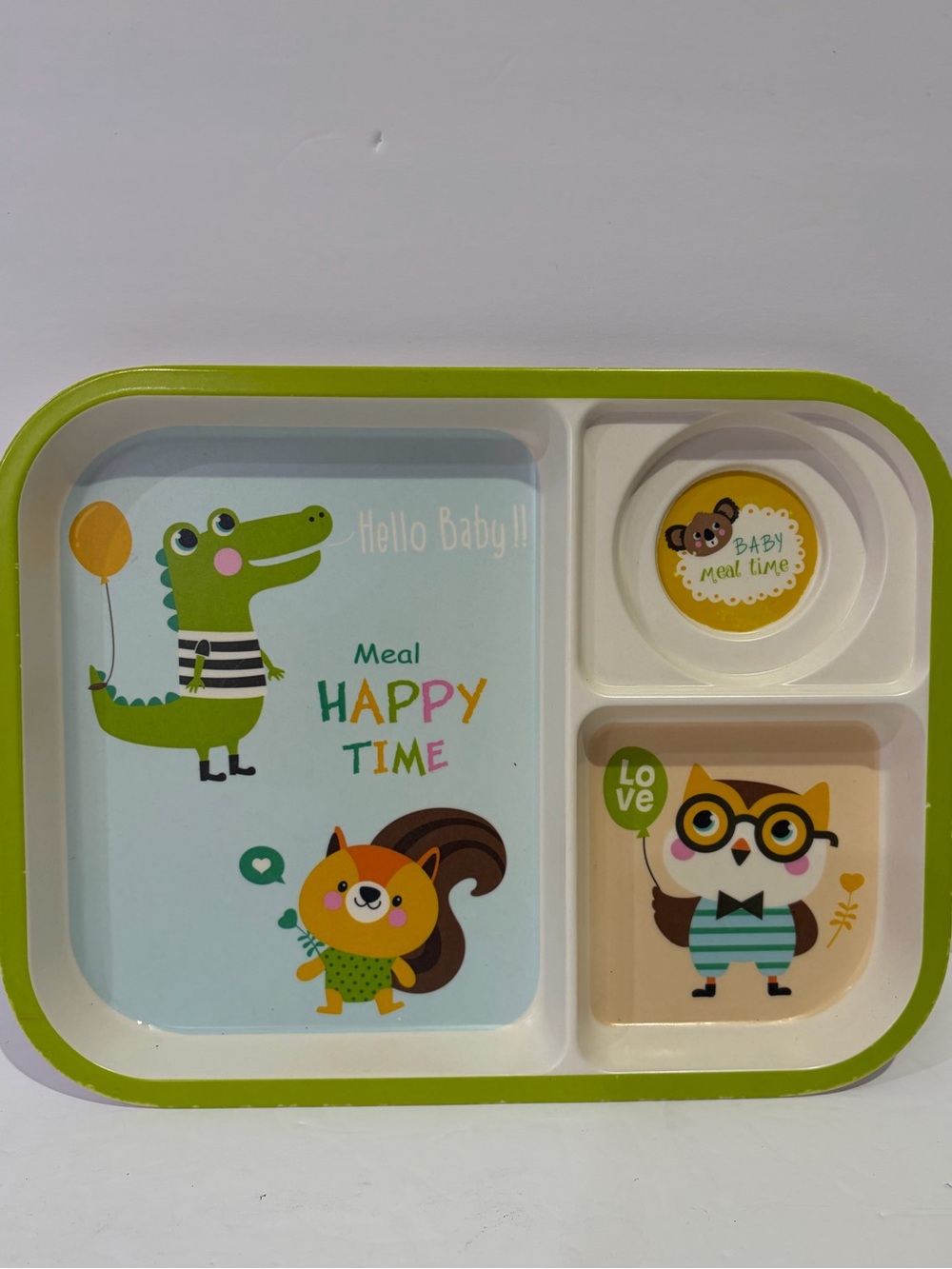 Happy Time Divided Meal Tray - Alligator, Squirrel, Owl and Koala Bear